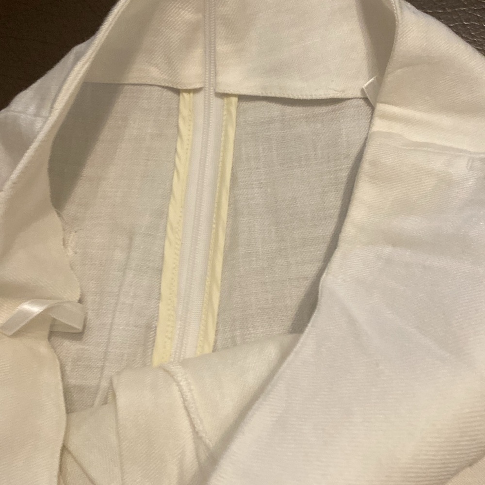 NAP Loungewear Off-Centre Straight Leg Pants white size small linen wide - Picture 6 of 11